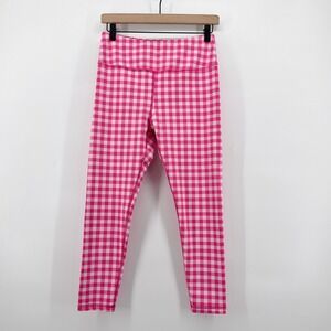 Miami Fitwear Boo Crew Bright Pink Gingham‎ High Waist Leggings Womens Large